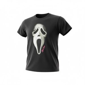 Black Graphic T-Shirt with Scream Mask